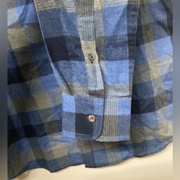 New! Flag & Anthem Mens Button Up Shirt Adult Flannel Plaid Medium M Blue Grey - Picture 9 of 13